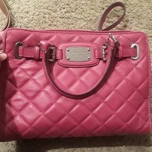 Michael Kors Hamilton Quilt Fuschia leather tote